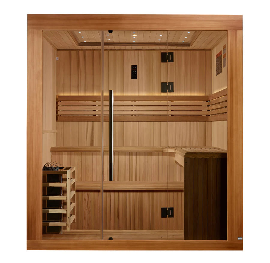 Golden Designs 2025 Osla Edition 6 Person Traditional Steam Sauna - Canadian Red Cedar