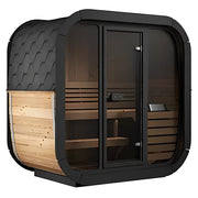 SaunaLife CL4G 3-Person Outdoor Cube Cabin Sauna with Full Glass Front & LED Lighting