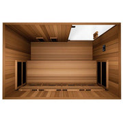 Finnmark FD-3 Full Spectrum Infrared Sauna, showcasing wooden paneling and ergonomic design for 3-4 people, with advanced infrared heating technology.