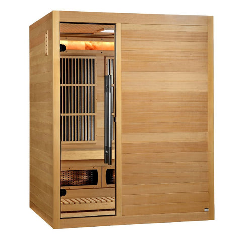 Golden Designs 2025 Soria GDI-8330-01 3 Person Hybrid Sauna (Indoor). Full Spectrum and Harvia Traditional Stove