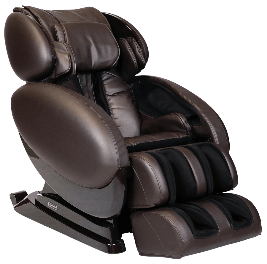 Infinity IT-8500 Plus Massage Chair featuring a four-node back massage mechanism, lumbar heat, and Bluetooth technology for a deep tissue therapeutic massage.