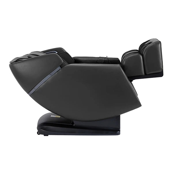 Infinity Riage 4D Massage Chair, a black recliner with advanced 4D back mechanism, luxurious materials, and Bluetooth speakers for personalized, professional massage therapy.