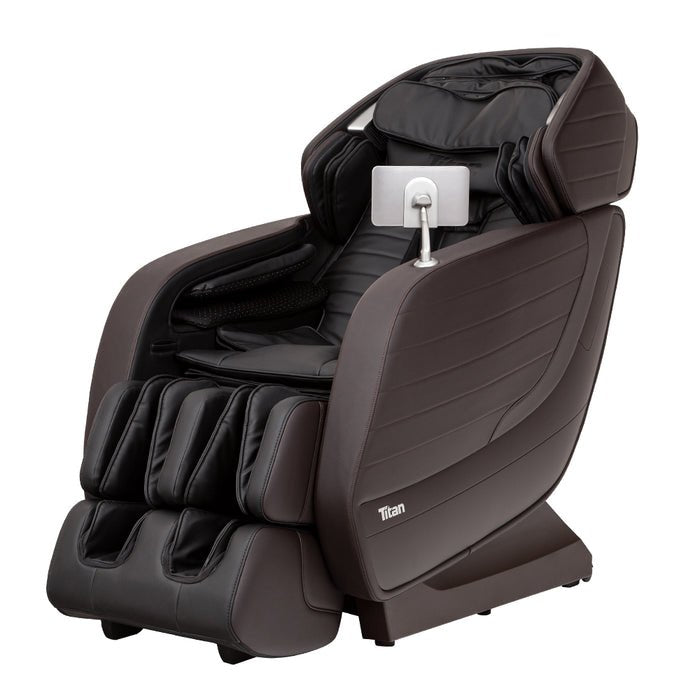 Titan Jupiter LE Premium Massage Chair with touchscreen control, designed for full-body massage, zero gravity reclining, and voice command functionality.