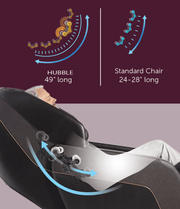 A man reclining in a Daiwa Hubble Massage Chair featuring Zero Gravity and 48 airbag massage for comprehensive upper and lower body relief.