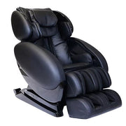 Infinity IT-8500 X3 Massage Chair: Black leather chair with advanced 3D/4D massage, spinal decompression, lumbar heat, and Bluetooth sound system. Ideal for home therapeutic use.