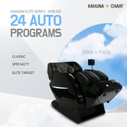 Kahuna EM 8300 Black Massage Chair with advanced 3D roller mechanism and user-friendly controls, designed for ultimate relaxation and rejuvenation.