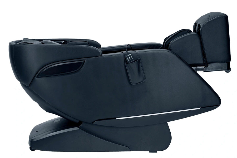 Kyota Genki M380 Massage Chair with remote control, offering advanced massage features and total calf kneading, visible in a home setting.