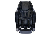 Kyota Yosei M868 4D Massage Chair with black cushions, featuring customizable massages, lumbar heat, foot reflexology, air ionizer, Bluetooth speakers, and space-saving technology.