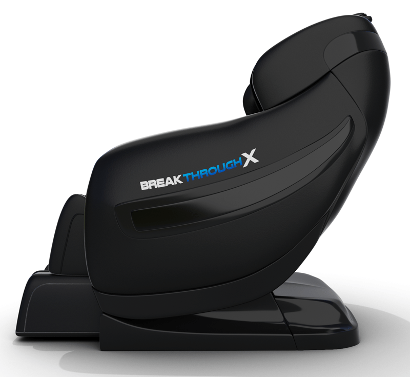 Medical Breakthrough 10 black reclining massage chair with visible logo, designed to improve posture, reduce pain, and aid sleep.