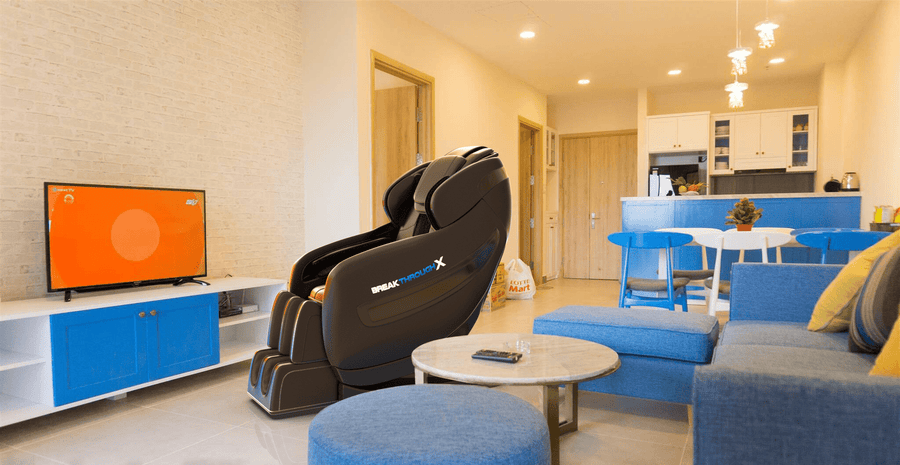 Medical Breakthrough 10 massage chair in a room, featuring advanced systems for pain relief, posture correction, and relaxation.