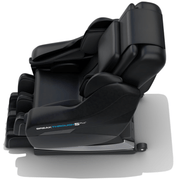 Black reclining Medical Breakthrough 5 Plus Version 3 massage chair with wheels visible, designed for full-body deep tissue massage and adjustable leg extensions.
