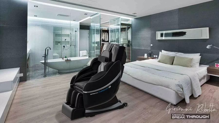 A Medical Breakthrough 8 massage chair in a modern room.