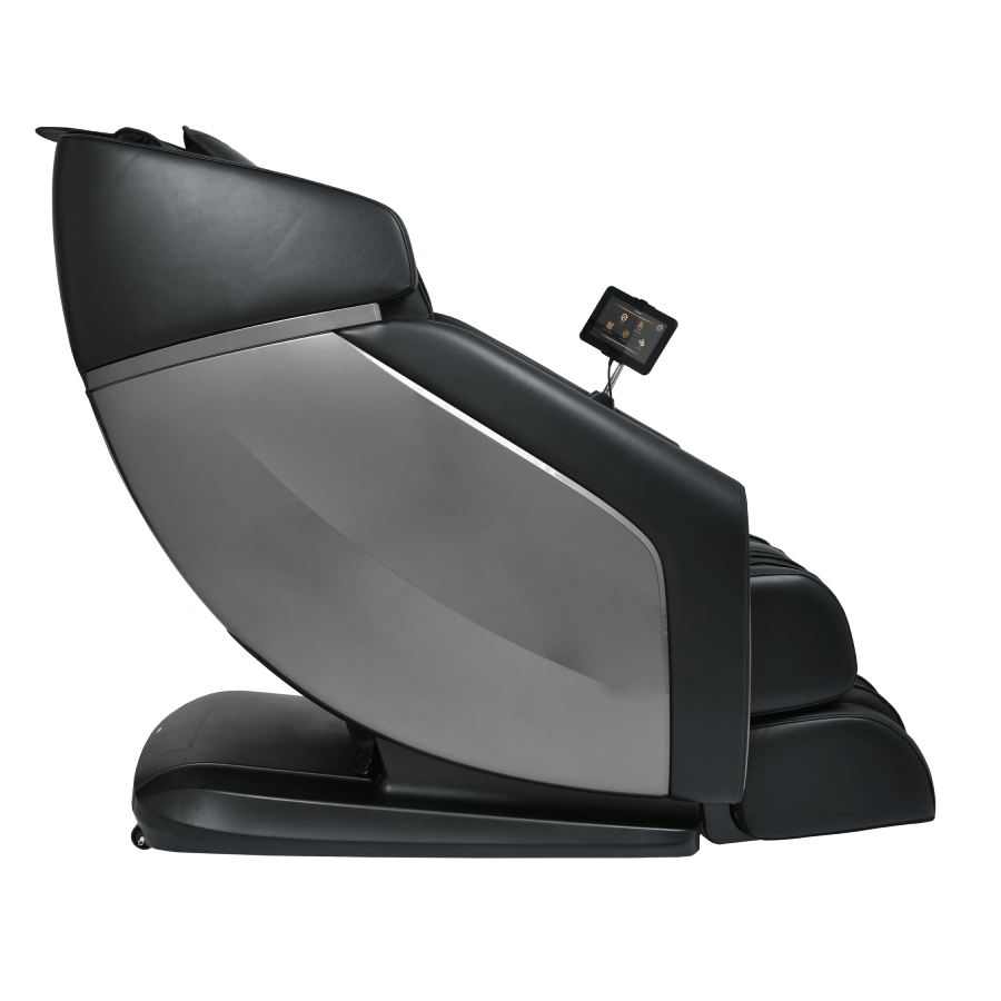 RockerTech Sensation 4D Massage Chair with touch screen tablet controller, designed for comprehensive back and glutes massage, featuring Bluetooth speakers and advanced body scanning.